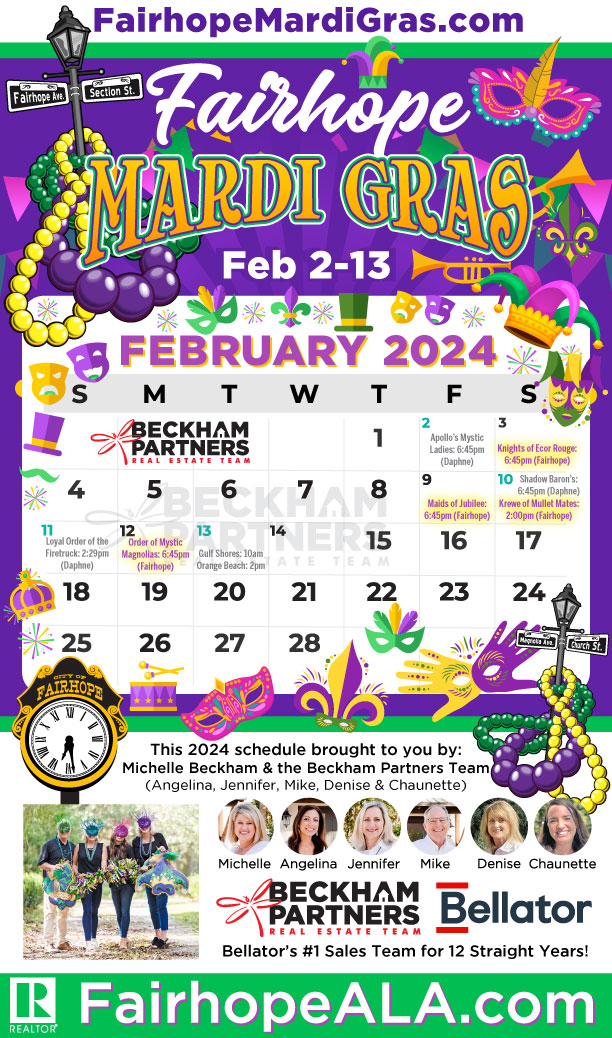 2024 Fairhope Mardi Gras Printable Parade Schedule and Parade Route